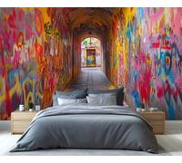 YXQAIED Graffiti Wallpaper, Graffiti Tunnel Wallpaper for Bedroom, Street Pop Art Living Room Wallpapers, Wall Murals for Apartment & Room Decor (Not Peel and Stick)