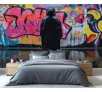 YXQAIED Graffiti Wallpaper, Pop Street Art Wallpapers for Living Room & Home Decor, Back View Wallpaper for Bedroom, 3D Print Wall Mural (Not Peel and Stick)