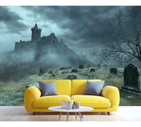 YXQAIED Gray Clouds Wallpaper 400x280cm, Landscape Wallpaper for Living Room, Retro Palace Photo Wallpapers, Ancient Building Large Mural for Bedroom Poster Decor (Not Peel and Stick)