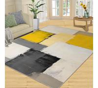 YXQAIED Grayish Yellow Rugs, 160x230cm Multicolor Geometry Area Rug Graffiti Carpet, Bedroom Large Rug Living Room Low Pile Floor Mat Home Decor