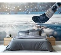YXQAIED Ice Hockey Wallpaper, Sports Theme Wallpaper for Living Room, Winter Bedroom Wall Paper, Not Self Adhesive Landscape 3D Large Mural & Home Decor Poster, 366x254cm