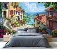 YXQAIED Italian Wallpaper, European Town Bedroom Wallpaper, Retro Country Wall Paper for Living Room, Not Self Adhesive Photo 3D Wall Murals & Room Decor, 390x260cm