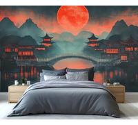 YXQAIED Japanese Wallpaper, Shrine Gate Wallpaper for Living Room, Spring Scenery Custom Wallpapers, Natural Landscape 3D Wall Murals for Bedroom, 350x256cm (Not Peel and Stick)