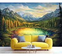YXQAIED Landscape Wallpaper, Forest Wallpaper for Bedroom, Nature Mountain Photo Wallpapers, River Waterfall Large Mural for Living Room, 366x254cm (Not Peel and Stick)