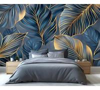 YXQAIED Leaf Wallpaper, Tropical Bedroom Wallpaper, Linear Leaves Wall Paper for Living Room, Not Self Adhesive Photo 3D Wall Murals & Room Decor, 100x70cm