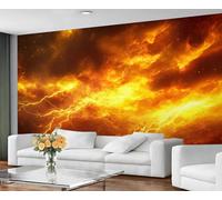 YXQAIED Lightning Wallpaper, Orange Lightning Wallpaper for Bedroom Natural Disasters Living Room Wallpapers, Rainy Weather 3D Photo Murals for Kitchen Decor, 400x280cm (Not Peel and Stick)