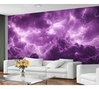 YXQAIED Lightning Wallpaper, Purple Lightning Wallpaper for Bedroom Natural Disasters Living Room Wallpapers, Rainy Weather 3D Photo Murals for Hotel Apartments, 300x210cm (Not Peel and Stick)