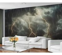 YXQAIED Lightning Wallpaper, Rainy City Wallpaper for Bedroom Natural Disasters Living Room Wallpapers, Rainy Weather 3D Photo Murals for Hotel Apartments, 300x210cm (Not Peel and Stick)