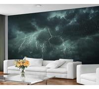 YXQAIED Lightning Wallpaper, Severe Weather Wallpaper for Living Room Natural Disasters Bedroom Wallpapers, Rainy Weather 3D Photo Murals for Kitchen Decor, 390x260cm (Not Peel and Stick)