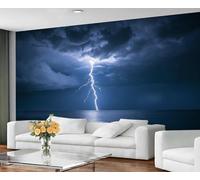 YXQAIED Lightning Wallpaper, Sky Wallpaper for Bedroom Natural Disasters Living Room Wallpapers, Rainy Weather 3D Photo Murals for Hotel Apartments, 300x210cm (Not Peel and Stick)