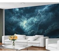 YXQAIED Lightning Wallpaper, Sky Wallpaper for Bedroom Natural Disasters Living Room Wallpapers, Rainy Weather 3D Photo Murals for Hotel Apartments, 300x210cm (Not Peel and Stick)