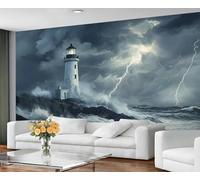YXQAIED Lightning Wallpaper, Sky Wallpaper for Bedroom Natural Disasters Living Room Wallpapers, Rainy Weather 3D Photo Murals for Hotel Apartments, 300x210cm (Not Peel and Stick)