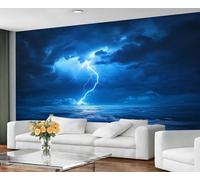 YXQAIED Lightning Wallpaper, Sky Wallpaper for Bedroom Natural Disasters Living Room Wallpapers, Rainy Weather 3D Photo Murals for Hotel Apartments, 300x210cm (Not Peel and Stick)