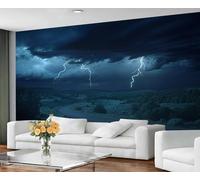 YXQAIED Lightning Wallpaper, Sky Wallpaper for Bedroom Natural Disasters Living Room Wallpapers, Rainy Weather 3D Photo Murals for Kitchen Decor, 400x280cm (Not Peel and Stick)