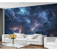 YXQAIED Lightning Wallpaper, Sky Wallpaper for Bedroom Natural Disasters Living Room Wallpapers, Rainy Weather 3D Photo Murals for Hotel Apartments, 300x210cm (Not Peel and Stick)
