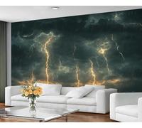 YXQAIED Lightning Wallpaper, Sky Wallpaper for Living Room Natural Disasters Bedroom Wallpapers, Rainy Weather 3D Photo Murals for Kitchen Decor, 390x260cm (Not Peel and Stick)