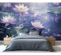 YXQAIED Lotus Wallpaper, Dream Flower Bedroom Wallpaper, Asian Wallpapers for Living Room, Not Self-Adhesive Photo 3D Wall Murals & Room Decor