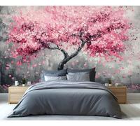 YXQAIED Love Trees Wallpaper, Pink Bedroom Wallpaper, Big Tree Wall Paper for Living Room, Not Self Adhesive Vintage Gray Photo 3D Wall Murals & Room Decor, 260x175cm