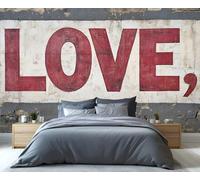 YXQAIED Love Wallpaper, Grey Wall Bedroom Wallpaper, Retro Nostalgia Wall Paper for Living Room, Not Self Adhesive Photo 3D Wall Murals & Room Decor, 350x256cm