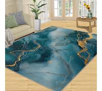 YXQAIED Marble Hallway Rug - 70 x 140 cm Green Marble Runner Rugs for Kitchen, Turquoise Corridor Short Pile Rug Anti Slip for Nursery Kids Bedroom Bedside