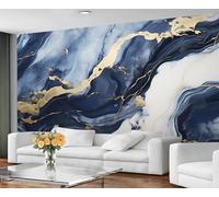 YXQAIED Marble Wallpaper, Fluid Stripes Wallpaper for Living Room, Gradient Blue Bedroom Wall Paper, Not Self Adhesive Royal Blue 3D Large Mural & Home Decor Poster, 400x280cm