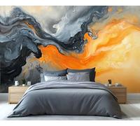 YXQAIED Marble Wallpaper, Orange and Black Bedroom Wallpaper, Multicolor Wall Paper for Living Room, Not Self Adhesive Patchwork Geometry Photo 3D Wall Murals & Room Decor, 390x260cm