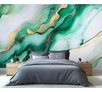 YXQAIED Marble Wallpaper, White and Green Wallpaper for Living Room & Home Decor, Abstract Fluid Wallpapers for Bedroom, 3D Print Wall Mural (Not Peel and Stick)