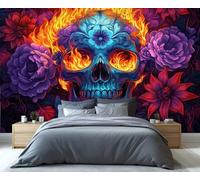 YXQAIED Mexican Day of The Dead Wallpaper, Skull Floral Wallpaper for Bedroom, Scary Skull Living Room Wallpapers, 3D Large Mural & Kitchen Decor Poster (Not Peel and Stick)