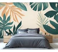YXQAIED Monstera Wallpaper, Green Leaves Wallpaper for Bedroom Tropical Living Room Wallpapers, Palm Banana Leaves 3D Photo Murals for Kitchen Decor, 400x280cm (Not Peel and Stick)