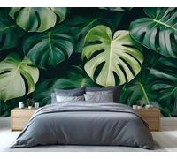 YXQAIED Monstera Wallpaper, Tropical Wallpaper for Bedroom Green Leaf Living Room Wallpapers, 3D Photo Murals for Dorm Farmhouse, 366x254cm (Not Peel and Stick)