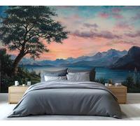 YXQAIED Mountain Wallpaper, Lake 3D Wallpaper Mural, Pastoral Landscape Wallpapers for Living Room, Non-Self-Adhesive Bedroom Mural 350x256 cm