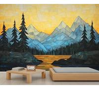 YXQAIED Mountain Wallpaper, Natural Landscapes Wallpaper for Living Room, Vintage Bedroom Wall Paper, Not Self Adhesive 3D Mountains 3D Large Mural & Home Decor Poster, 366x254cm