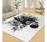 YXQAIED Musical Note Rug, 60x90cm, Black and White Musical Notes Rugs Bedroom for Boys Girls - Graffiti Music Indoor Large Area Rugs, Washable Non Slip Small Carpet for Living Room