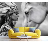 YXQAIED Native American Wallpaper, Indian Woman Wallpaper for Bedroom, Ethnic Tribal Living Room Wallpapers, Wall Murals for Apartment & Room Decor (Not Peel and Stick)