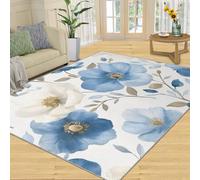 YXQAIED Navy Blue Floral Rug for Runner 70x140cm, Blue and White Flower Hallway Rug, Nordic Watercolor Home Decor Rugs, Non-Slip Carpet for Living Room Kitchen Bedroom Office Rugs