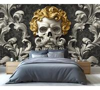 YXQAIED Nordic Damascus Wallpaper, Yellow and Grey Bedroom Wall Paper, Not Self Adhesive Abstract Flower Wallpaper for Living Room, Photo 3D Wall Murals & Room Decor, 366x254cm