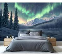 YXQAIED Northern Lights Wallpaper 200x140 cm, Aurora Forest Mural Wallpaper, Landscape Wallpapers for Bedroom Living Room Decor Not Self-Adhesive Background Wall Stickers