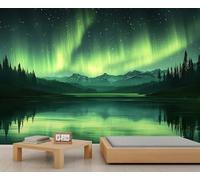 YXQAIED Northern Lights Wallpaper, Aurora Forest Mural & Home Decor, Unique Landscapes Wallpaper Wall Murals for Bedroom Living Room Decor 390x260cm (Not Peel and Stick)