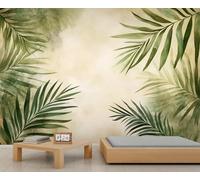 YXQAIED Palm Leaf Wallpapers Watercolor Leaves Wallpaper Murals Boho Greenery Wallpaper for Bedrooms Office Living Room Mural Poster 390x260cm
