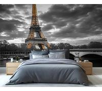 YXQAIED Paris Wallpaper, Eiffel Tower Wallpaper for Living Room, Gray City Bedroom Wall Paper, Not Self Adhesive City Landscape 3D Large Mural & Home Decor Poster, 400x280cm