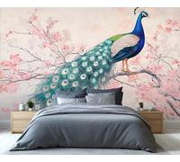 YXQAIED Peacock Wallpaper Peacock Floral Mural Wallpaper