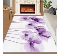 YXQAIED Purple Tulips Rug & Home Decor - Washable Rug 60x90cm, Floral Rugs for Entryway Bedroom - Non Slip Soft Indoor Door Mat - Transparent Flowers Area Rug & Girls Room Decor