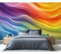 YXQAIED Rainbow Wallpaper, Colorful Abstract Wallpapers for Living Room & Home Decor, Modern Stripes Wallpaper for Bedroom, 3D Print Wall Mural (Not Peel and Stick)