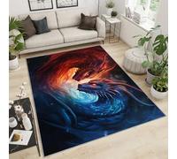 YXQAIED Red and Blue Dragon Rug, 140x200cm Rugs for Living Room, Battle Dragon Rug for Home Decor, Ice and Fire Washable Rugs for Bedroom Kids Room