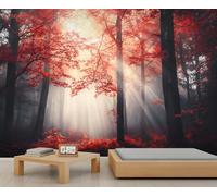 YXQAIED Red Leaf Wallpaper, Mysterious Forest Wallpaper for Bedroom & Home Decor, Nature Landscape Wallpapers for Living Room, 3D Print Wall Mural (Not Peel and Stick)