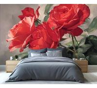 YXQAIED Rose Wallpaper, Floral Bedroom Wallpaper, Valentine's Day Flower Wallpapers for Living Room, Not Self Adhesive French Vintage Photo 3D Wall Murals & Room Decor, 350x256cm