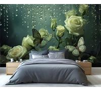 YXQAIED Rose Wallpaper, Floral Bedroom Wallpaper, Valentine's Day Flower Wallpapers for Living Room, Not Self Adhesive French Vintage Photo 3D Wall Murals & Room Decor, 350x256cm
