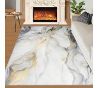 YXQAIED Rug - Marble Home Decor & Gifts, 160x230cm Area Rug, Gray Marble Rugs for Living Room, Nordic Gold Gray Washable Rugs for Bedroom, Indoor Carpet, Soft & Non slip