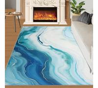 YXQAIED Rug - Marble Home Decor & Gifts, 90x120cm Area Rug, Teal Marble Rugs for Living Room, Nordic Teal Washable Rugs for Bedroom, Indoor Carpet, Soft & Non slip