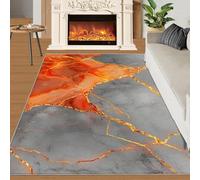 YXQAIED Rug - Marble Home Decor & Gifts, 90x150cm Area Rug, Gray Orange Rugs for Living Room, Nordic Marble Washable Rugs for Bedroom, Indoor Carpet, Soft & Non slip